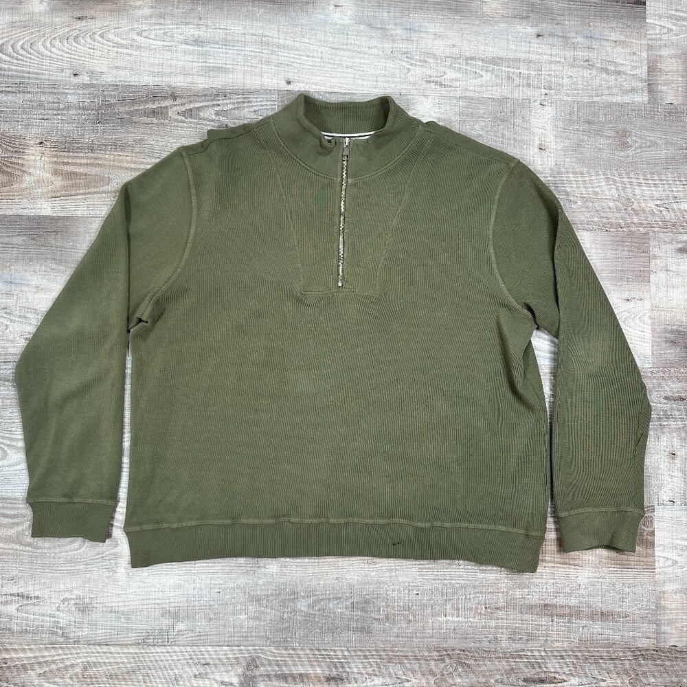American Giant Men’s French Rib Half Zip Artichoke Color Sweatshirt Size XXL